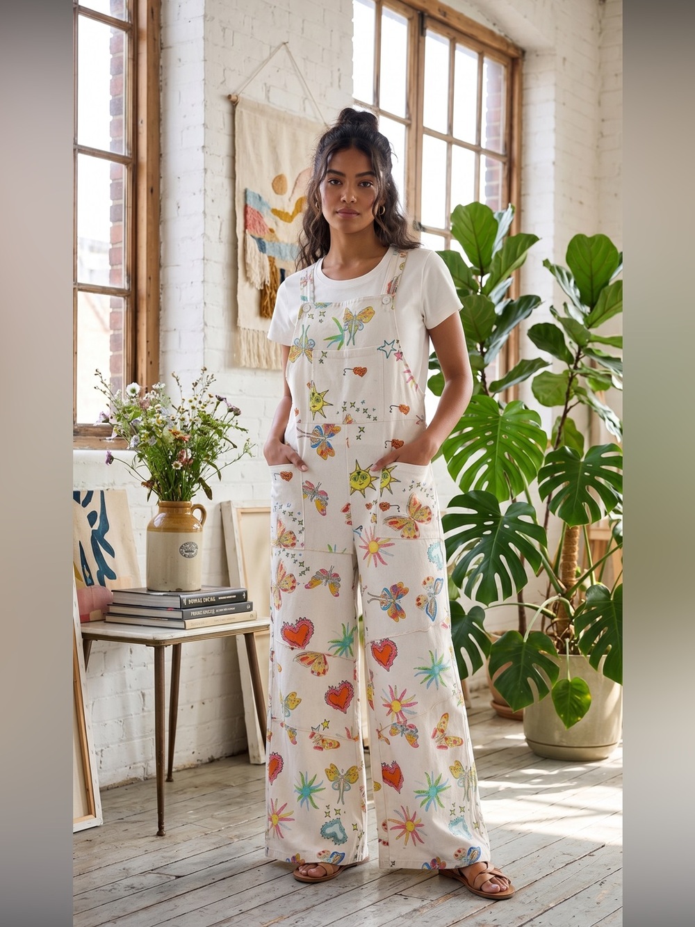 Yak & Yeti Celestial Whimsical Boho Overall 100% Cotton